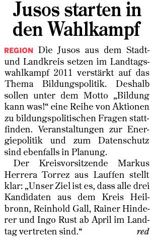 Quelle: Heilbronner Stimme 17.9.2010